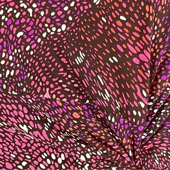 Josef midi dress long sleeve ruched waistline pink purple abstract size S - Picture 7 of 13